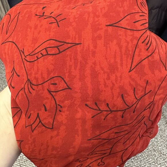 Nouveau Monde Womens Plus Size 2X Lined Red Chiffon Blouse Sheer Shoulder Pads - Picture 14 of 14